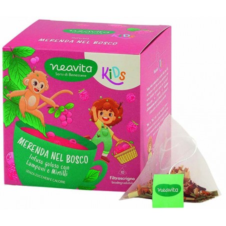 Neavita Kids Infuso Lampone e Mirtilli per Bambini 10 Filtri Merenda nel Bosco