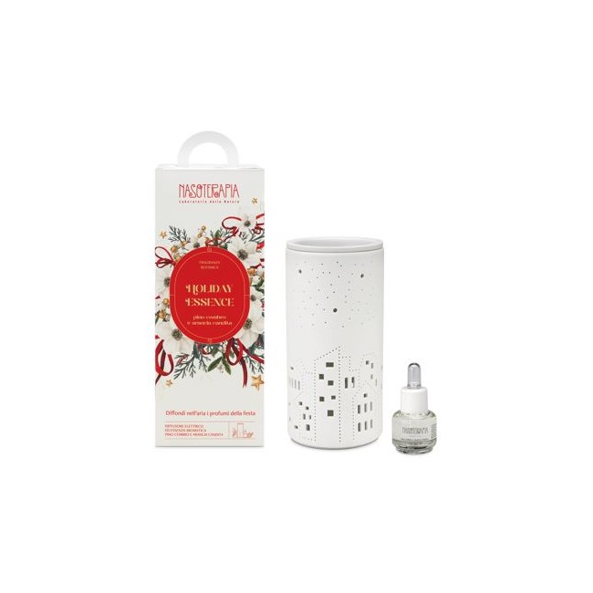 Nasoterapia Kit Holiday Essence con Diffusore Elettrico Christmas Town e Essenza Arancio Dolce e Pino Cembro 15 ml
