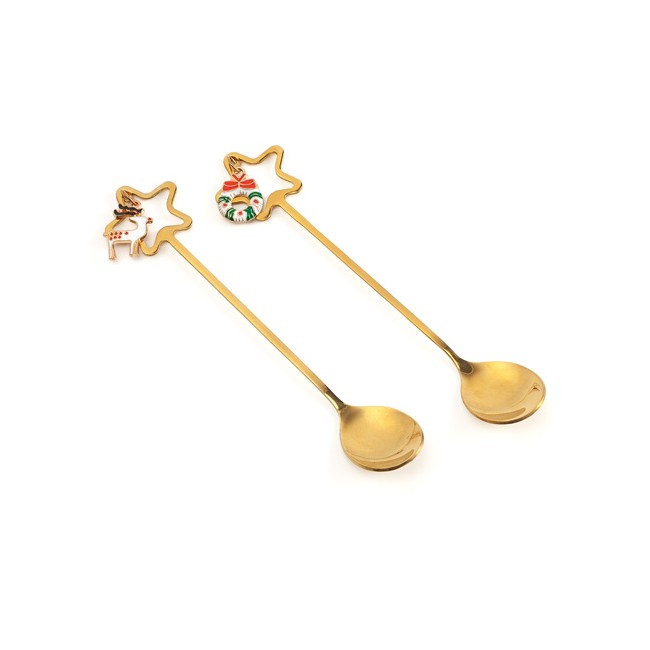 Neavita Cofanrtto Regalo con 2 Cucchiaini di Natale