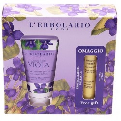 L'Erbolario Accordo Viola Crema Vellutante Mani 75 ml + Balsamo Proteggi Labbra - Idea Regalo