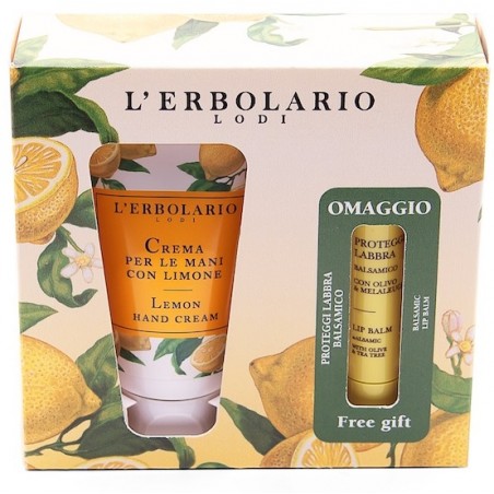 L'Erbolario Idea Regalo Crema Mani al Limone 75 ml + Balsamo Proteggi Labbra