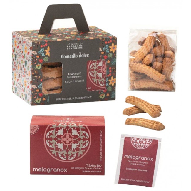 Erboristeria Magentina Kit Momento Dolce con Tisana Melogranox 20 Filtri e Biscotti Krumiri 150 g Erboristeria Magentina Kit Momento Dolce con Tisana Melogranox 20 Filtri e Biscotti Krumiri 150 g