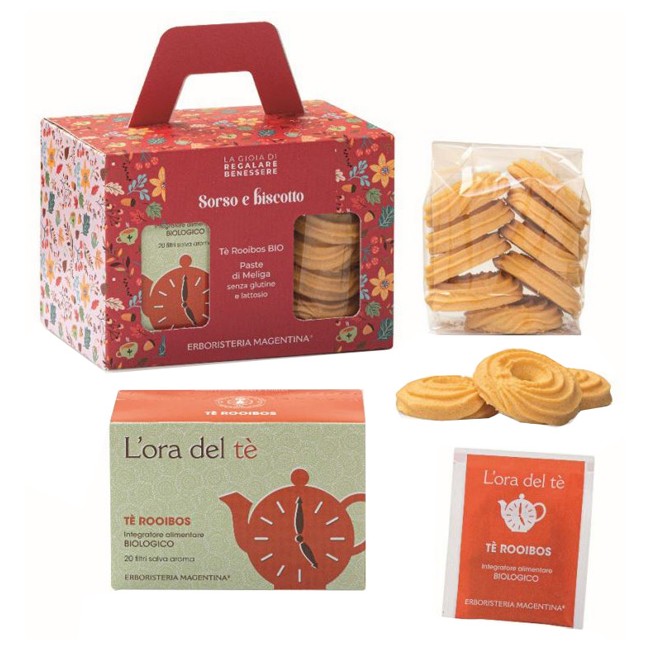Erboristeria Magentina Kit Sorso e Biscotto con Te' Rooibos 20 Filtri e Biscotti Paste di Meliga 150 g Erboristeria Magentina Kit Sorso e Biscotto con Te' Rooibos 20 Filtri e Biscotti Paste di Meliga 150 g