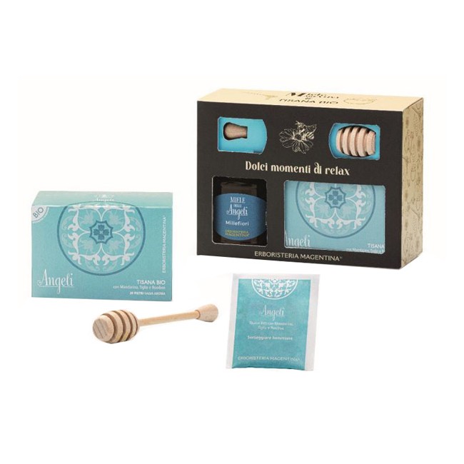 Erboristeria Magentina Kit Dolci Momenti di Relax con Tisana degli Angeli 20 Filtri e Miele Millefiori 250 g