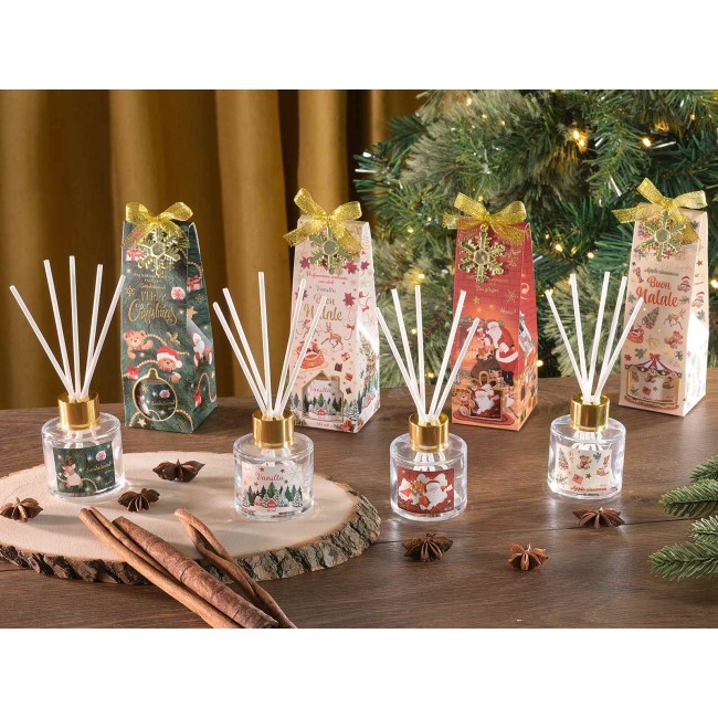Profumatore Ambiente Mela e Cannella con Bastoncini e pendente natalizio 40 ml Profumatore Ambiente Mela e Cannella con Bastoncini e pendente natalizio 40 ml