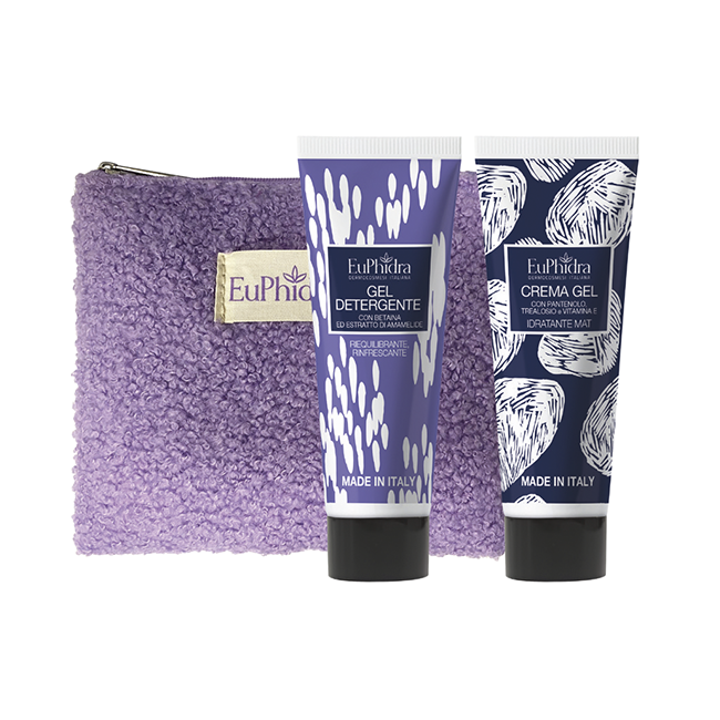 Euphidra Ballare Sotto La Pioggia Cofanetto Regalo Viso con Gel Detergente 100 ml + Crema Gel Matt 30 ml + Pochette