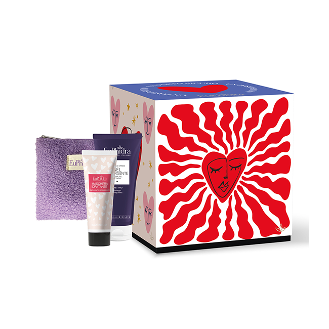 Euphidra Un Posto Sicuro Cofanetto Regalo Viso con Gel Detergente 200 ml + Maschera Idratante 30 ml + Pochette Donna