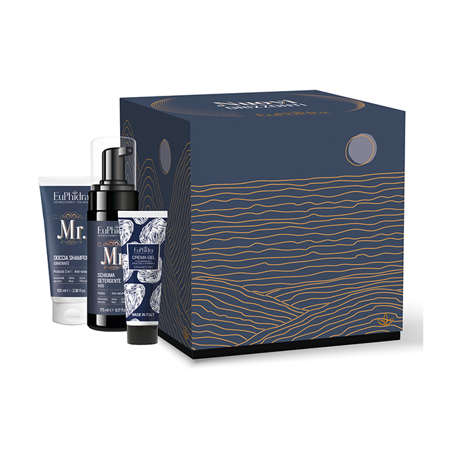 Euphidra Nuovi Orizzonti Cofanetto Regalo Uomo con Doccia Shampoo 100 ml + Detergente Viso 175 ml + Crema Gel 30 ml