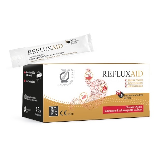 Fitopreparatori Italiani Refluxaid Dispositivo Medico per il Reflusso Gastroesofageo e il Bruciore 24 Stick 10 ml