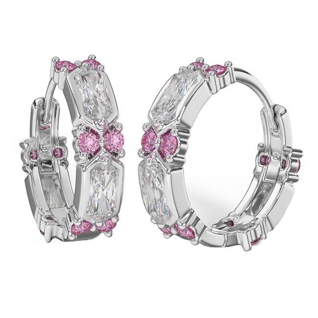 Sanico Bjt413 Orecchini Ring/cristalli Bianchi 19mm Stainless Steel