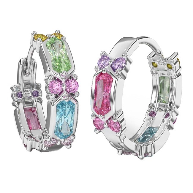 Sanico Bjt414 Orecchini Ring/cristalli Multicolor 19mm Stainless Steel