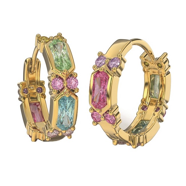 Sanico Bjt415 Orecchini Ring/cristalli Multicolor 19mm Gold Plated