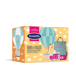 Cofanetto Regalo Amidomio Bimbi In Viaggio 2025 Zainetto Fasciatoio e 5 Prodotti per l'igiene del Neonato