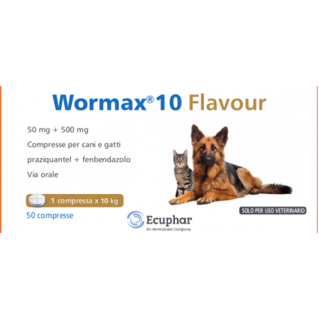 Loxavet Pharma Gmbh Wormax 10 Flavour 50 Mg + 500 Mg Compresse Per Cani E Gatti