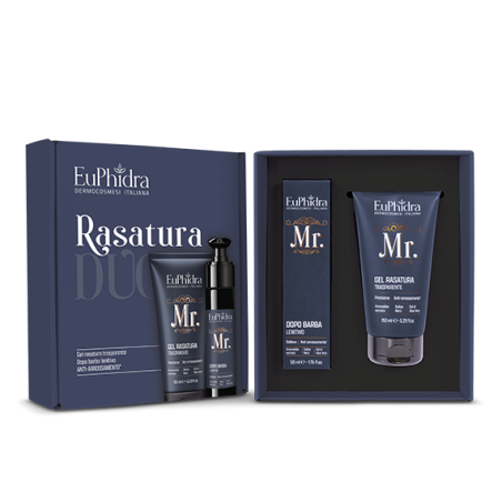 Zeta Farmaceutici Euphidra Cofanetto Mr Rasatura Gel Rasatura Trasparente 150 Ml + Dopo Barba Lenitivo 50 Ml