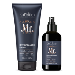 Dettaglio Prodotti Mr Doccia Shampoo Idratante 200 ml + Spray Tonificante 200 ml Cofanetto Mr Duo Corpo