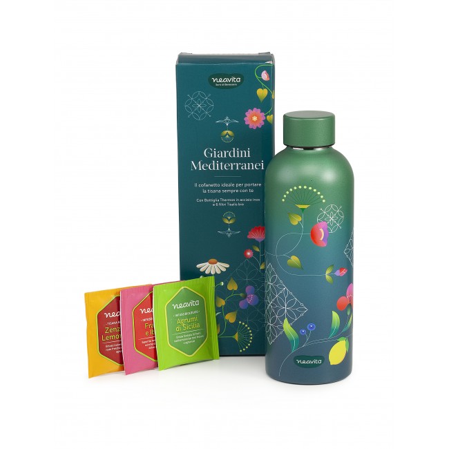 Herbal Products Neavita Cofanetto 6 Filtri Bio Assortiti Bottiglia Thermos 500 Ml Giardini Mediterranei