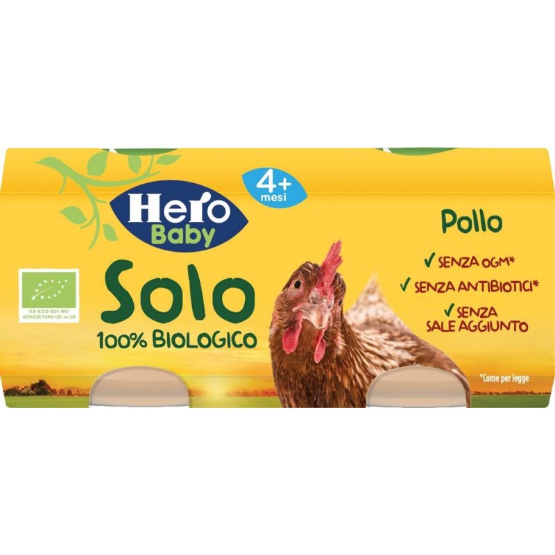 Fater Hero Solo Omogeneizzato Pollo 100% Bio 2x80g