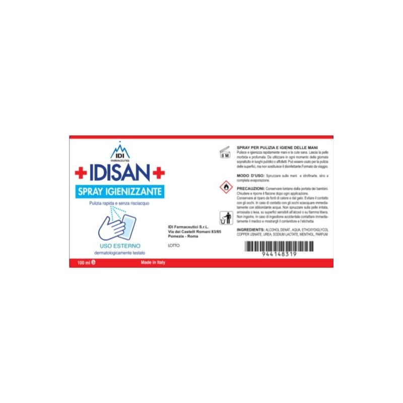 Idi Farmaceutici Idisan Spray Igienizzante Mani 100 Ml