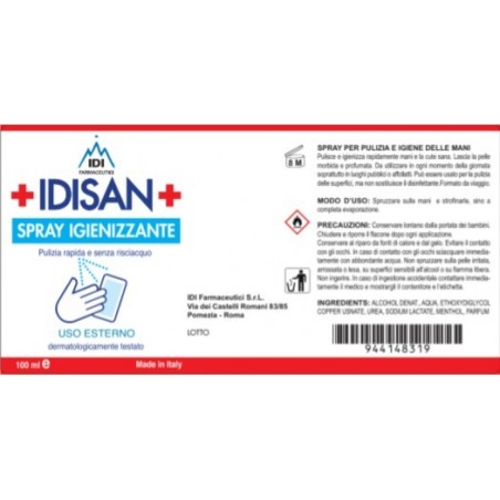 Idi Farmaceutici Idisan Spray Igienizzante Mani 100 Ml