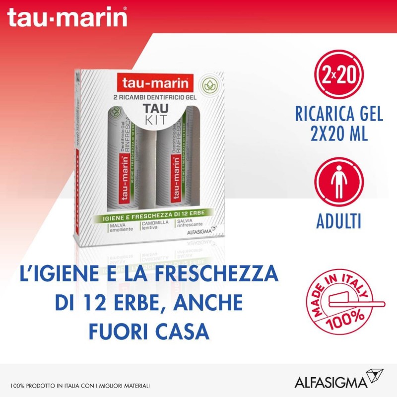 Alfasigma Tau Marin Dentifricio Rinfrescante Ricarica Tau Kit 2x20ml