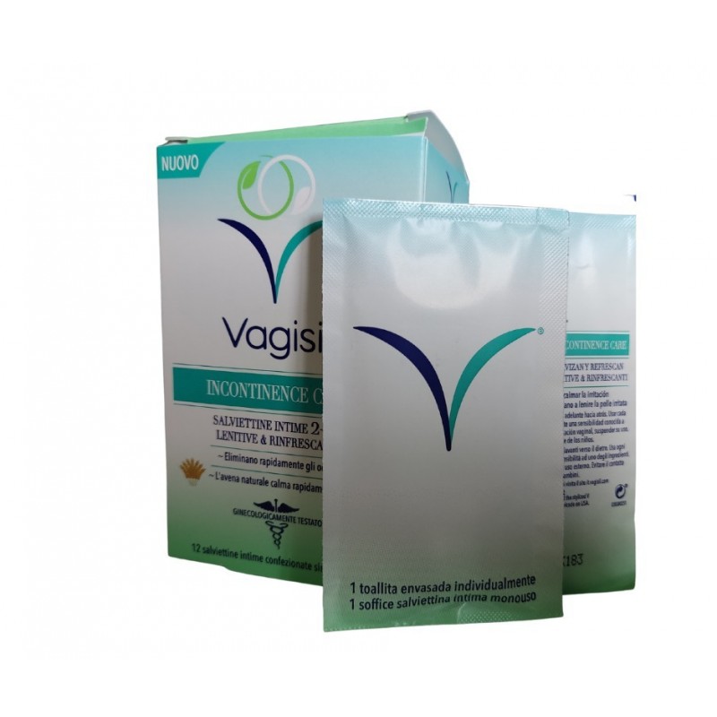 Combe Italia Vagisil Incontinence Care Salviettine Intime 2in1 Lenitive & Rinfrescanti 12 Pezzi