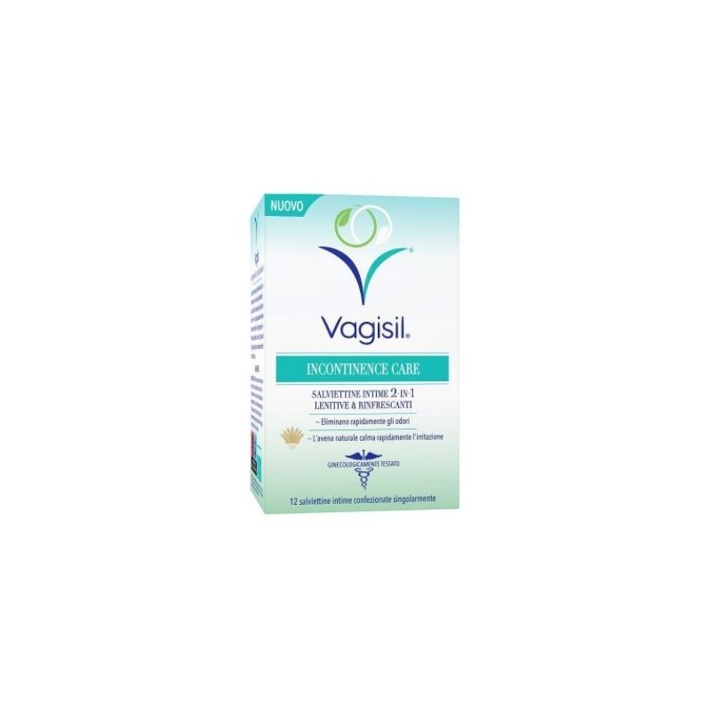 Combe Italia Vagisil Incontinence Care Salviettine Intime 2in1 Lenitive & Rinfrescanti 12 Pezzi