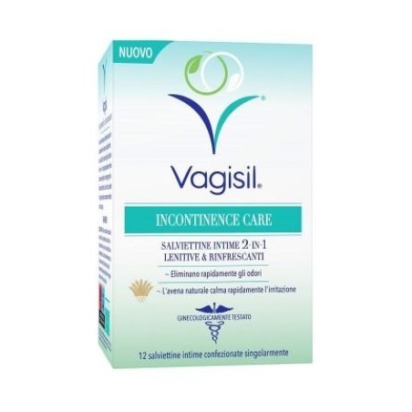 Combe Italia Vagisil Incontinence Care Salviettine Intime 2in1 Lenitive & Rinfrescanti 12 Pezzi