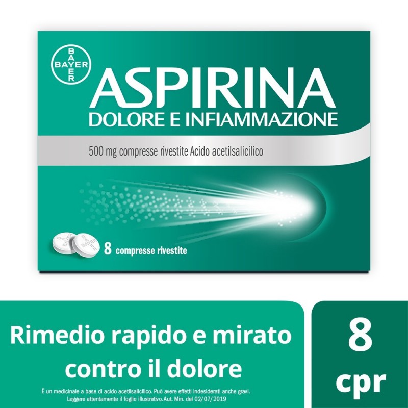 Aspirina Dolore e Infiammazione 500 mg 8 Compresse