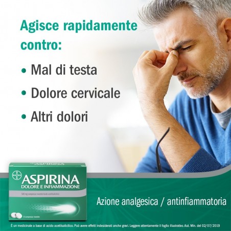 Aspirina Dolore e Infiammazione 500 mg 8 Compresse