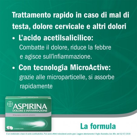 Aspirina Dolore e Infiammazione 500 mg 8 Compresse