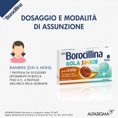 Neoborocillina Gola Junior 15 Pastiglie Gusto Cola