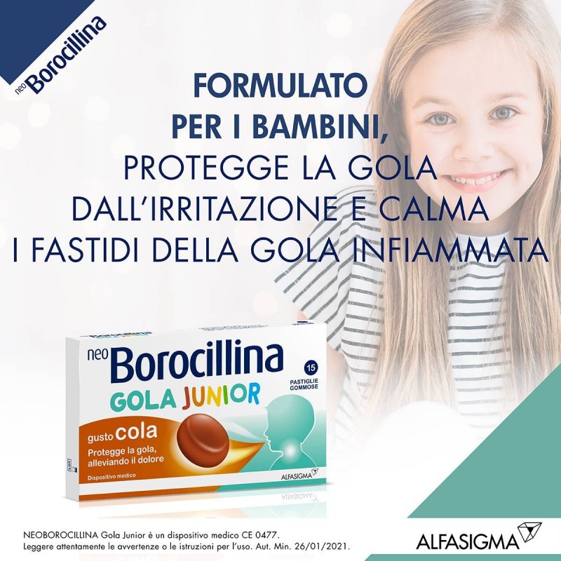 Neoborocillina Gola Junior 15 Pastiglie Gusto Cola