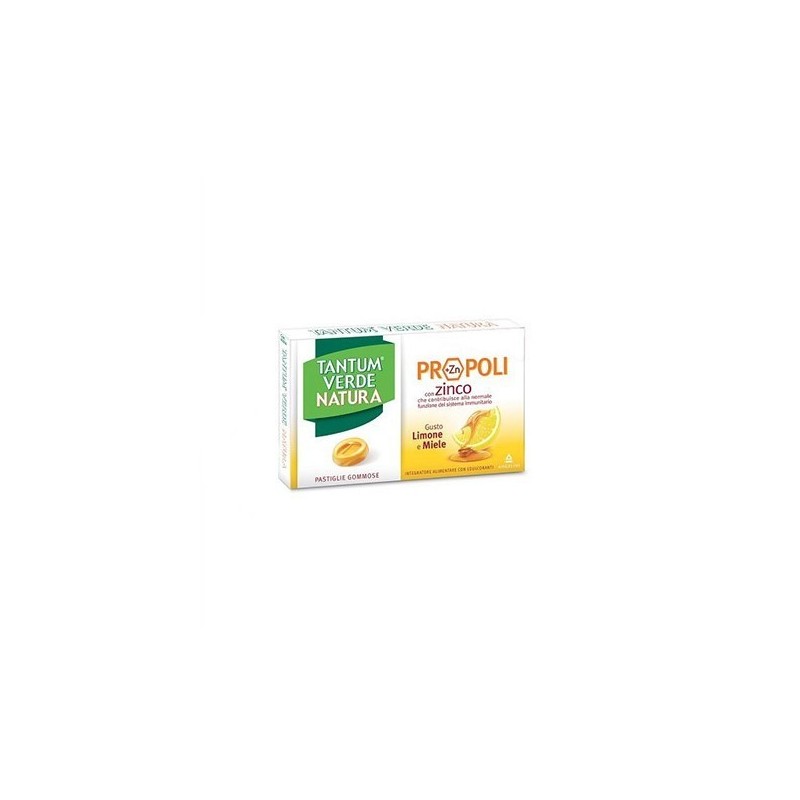 Tantum Verde Natura con Propoli e Zinco Gusto Miele e Limone 15 Pastiglie Gommose Angelini