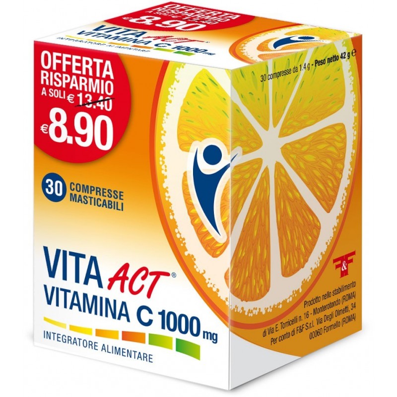 F&f Vita Act Vitamina C 1000mg 30 Compresse Masticabili